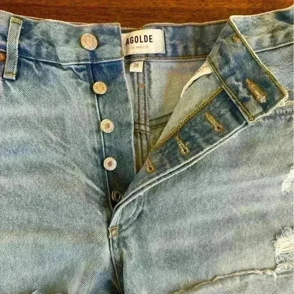 AGOLDE “Parker” Vintage Blue Denim Distressed Cut-Off Shorts Size 29 EUC! - Picture 8 of 10